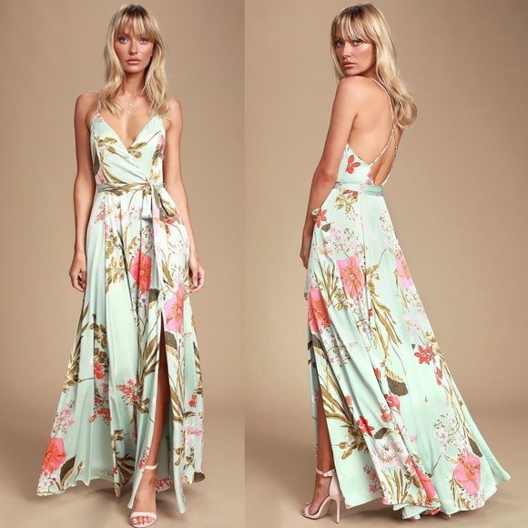 Lulus Dresses & Skirts - NWT Lulus Still the One Floral Print Satin Maxi Dress